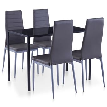 Conjunto de Jantar vidaXL 1 Mesa e 4 Cadeiras Cinzento - 1