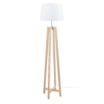Candeeiro Pé Alto Tosel Kalmar | 40 cm | 1 Luzes - Madeira Natural e Branco - 1