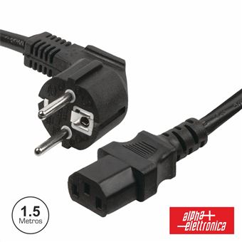 Cabo Alimentação Alpha-Elettronica Schuko Macho 3P / Iec C13 Fêmea 1.5M Preto - 1