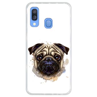 Capa Hapdey para Samsung Galaxy A40 2019 Design Retrato de Pug em Silicone Flexível e TPU