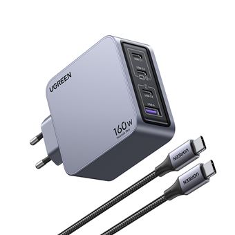 Carregador de Dispositivos Móveis Ugreen Nexode Pro 160W GaN Charger with USB-C Cable | Cinzento - 1