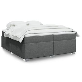 Cama com molas/colchão vidaXL | 200x200 cm | Tecido Cinzento-escuro - 1