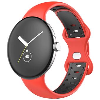 Bracelete Avizar para Google Pixel Watch | Silicone Bicolor Flexível - Vermelho e preto - 1