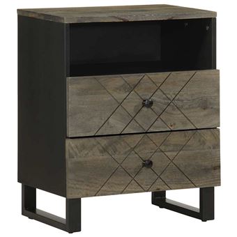 Mesa de cabeceira vidaXL | preto | 50x33x62 cm | madeira de mangueira maciça - 1