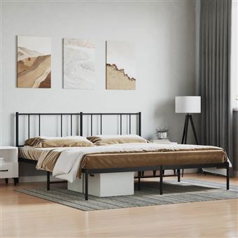 Estrutura de Cama com Cabeceira vidaXL | 193x203 cm | metal preto - 1