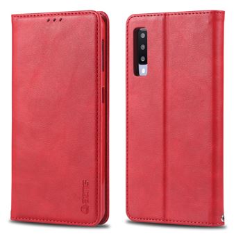 Capa PU estilo retro com titular do cartão vermelho para Samsung Galaxy A50