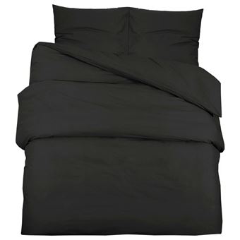 Conjunto capa de edredão vidaXL | 140x200 cm | algodão preto - 1