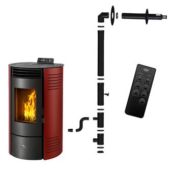 Salamandra a Pellets Sannover Azora + Kit de instalação | 11,6 kW | Bordô - 1