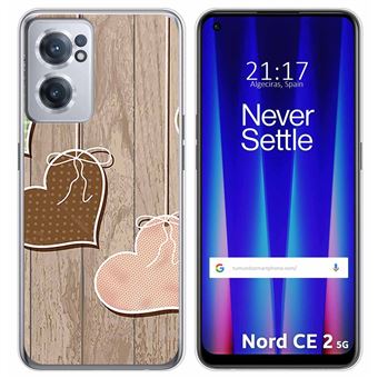 Capa Tumundosmartphone de silicone para Oneplus Nord CE 2 5G design Corações Desenhos de Madeira - 1