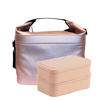 Set Smartlunch Lancheira Cubic Vintage + 2 Caixas de 1000ml | Rosa - 1