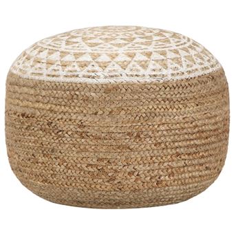 Puff Artesanal vidaXL Branco 40x45cm Juta - 1