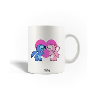 Caneca Maniacase Stitch and angel azul rosa - 1