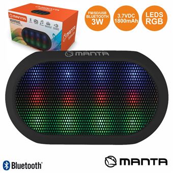 Coluna Bluetooth Portátil Manta 3W Usb/Sd/Fm/Aux/Bat Leds
