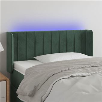 Cabeceira de Cama com Luzes LED vidaXL | Veludo | 93x16x78/88 cm | Verde-Escuro - 1