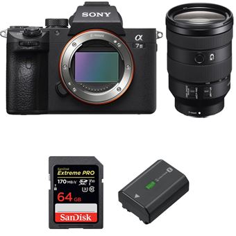 Câmara Sony Alpha 7 III + FE 24-105 mm f/4 G OSS + SanDisk 64GB Extreme PRO UHS-I SDXC 170 MB/s + NP-FZ100 - Preto - 1