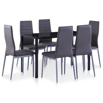 Conjunto de Jantar vidaXL 1 Mesa e 6 Cadeiras Cinzento - 1