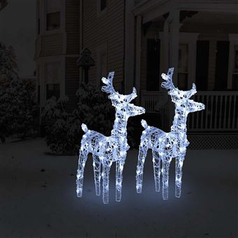 Renas de Natal vidaXL | 2 Peças | 80 LED | Acrílico Branco Frio - 1