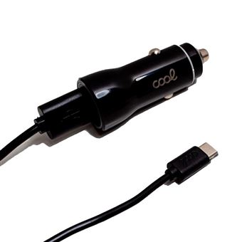 Carregador de isqueiro tipo C dupla entrada USB COOL 2.4A Kit 2 em 1 Preto - 1