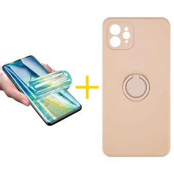 Pack 1 x Película de Hidrogel + Capa Accetel Apple iphone 11 Pro Max | Gel O-Ring - Rosa Pastel - 1