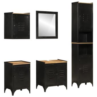 Conjunto móveis para casa de banho vidaXL | 5 Peças | ferro e mangueira maciça - 1