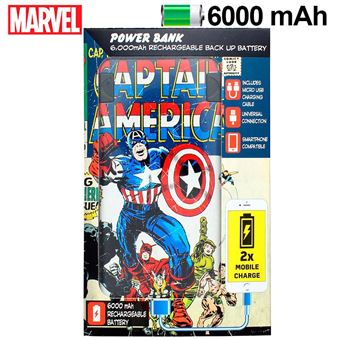Power Bank Oficial Marvel Micro-USB 6000 mAh Capitão América