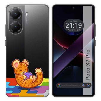 Capa TUMUNDOSMARTPHONE de silicone transparente para Xiaomi Poco X7 Pro 5G Leopard Design Desenhos - 1