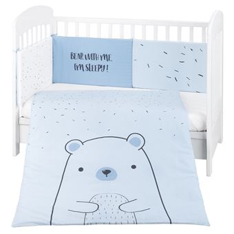 Conjunto Jogo de Cama Kikka Boo Bear with me Azul | 2 Peças | 70x140cm - 1