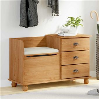 Banco de Arrumação com gaveta vidaXL ASKIM | Castanho | 100 x 39 x 62 cm - 1
