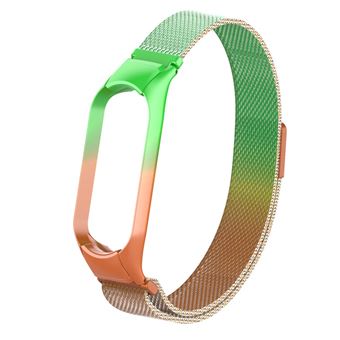 Bracelete de Aço Inoxidável HSMY para Xiaomi Mi Band 4/ 3 - Verde&Laranja - 1