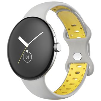 Bracelete Avizar para Google Pixel Watch | Silicone Bicolor Flexível - Cinza e Amarelo - 1