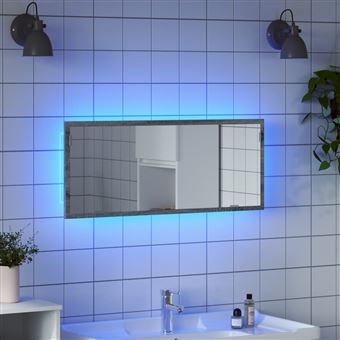 Espelho de casa de banho com LED vidaXL | derivados madeira cinzento sonoma - 1