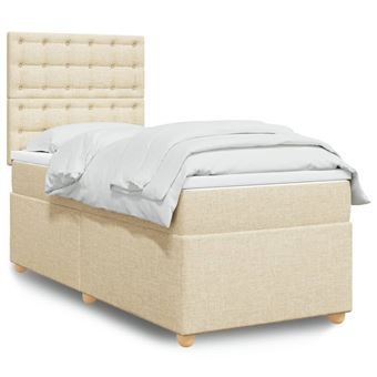 Cama com molas/colchão vidaXL | 90x190 cm | tecido cor creme - 1