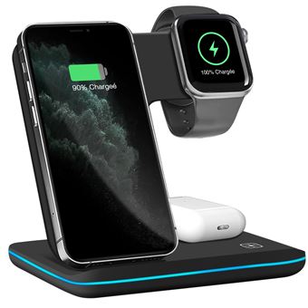 Estação de Carga de Indução Avizar para Iphone, Apple Watch e Airpods | Design Vertical - Preto - 1