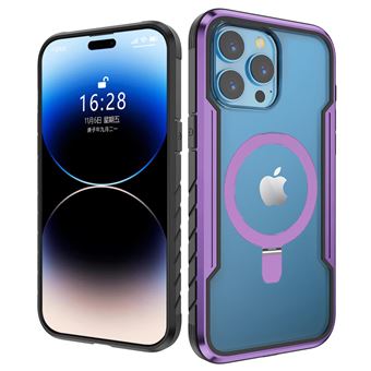 Capa de Silicone Nizzoe com MagSafe para iPhone 15 ? Transparente Borda roxo - 1