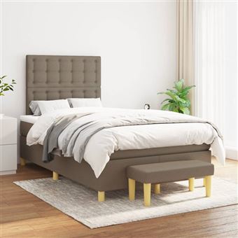 Cama com Molas e Colchão vidaXL | 120x200 cm | tecido castanho-acinzentado - 1