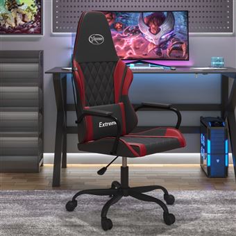 Cadeira de gaming vidaXL | couro artificial preto e vermelho tinto - 1
