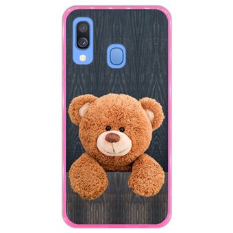 Capa Hapdey para Samsung Galaxy A40 2019 Design Urso de Peluche em Silicone Flexível e TPU Cor-de-Rosa