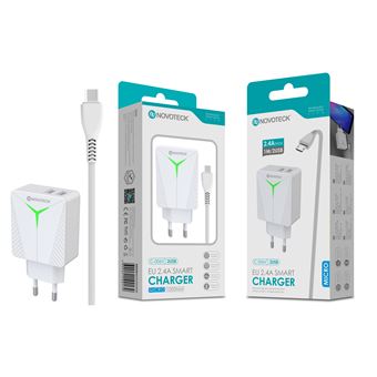 Carregador com Cabo Micro Novoteck C-006V | 2.4A | 2 USB | 1 m - 1