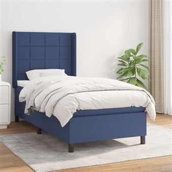Cama com Molas e Colchão vidaXL | 90x190 cm | tecido azul - 1