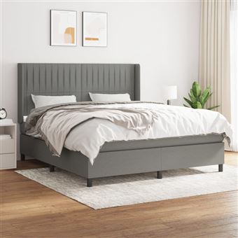 Cama com molas e colchão vidaXL | 180x200 cm | tecido cinzento-escuro - 1