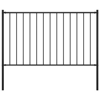 Painel de vedação com postes aço revestido a pó vidaXL |  1,7x1,25 m | Preto - 1