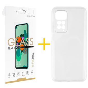 Pack skyhe 1 x Película de Vidro Temperado 2.5D + Capa para Xiaomi Redmi Note 11 Pro 5G Silicone Líquido - Transparente Clear - 1