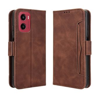 Capa FOXDOCK Protetora para Motorola Moto G05/E15 | Suporte e Flip de couro PU | À Prova de Choque | Castanho - 1