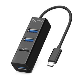 HUB USB Tipo-C com 3 Portas USB 2.0 e Leitor de Cartões Micro SD Goeik - Preto - 1