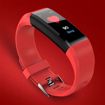 Smartband 115 Plus | Frequência Cardíaca | Pedómetro + Distância Percorrida + Calorias + Monitor de Sono | Notificações de Chamadas | SMS | Redes Sociais | Relógio + Alarme | Compatível com iOS e Android - Vermelho - 1