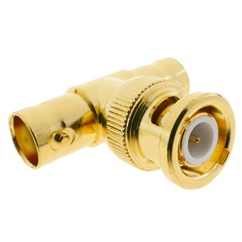 Cabo Coaxial BNC BeMatik RG6U Dourado Macho-Fémea-Fémea Encaixe ""T - 1