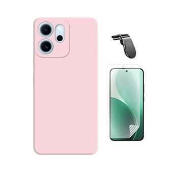 Kit Película Protectora de Hydrogel Frente + Capa Proteção Silicone + Suporte Magnético L GIFT4ME para Oppo Reno14 FS 5G | Rosa - 1
