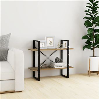 estante vidaXL | com 2 prateleiras 80x30x70 cm | pinho maciço castanho - 1