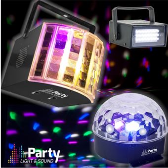 Conjunto De 2 Projetores Led E Strobe Led Party Light&Sound Projetor Astro 6Led + Strobe 20Led + Derby 6Led - 1