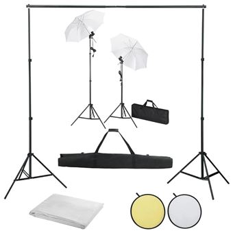 Kit de Estúdio Fotográfico vidaXL com fundos + iluminação e sombrinhas - 1
